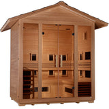 GOLDEN DESIGNS "GARGELLEN" 5 PERSON HYBRID (PURETECH™ FULL SPECTRUM IR OR TRADITIONAL STOVE) OUTDOOR SAUNA - CANADIAN HEMLOCK