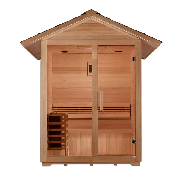 GOLDEN DESIGNS "ARLBERG" 3 PERSON TRADITIONAL OUTDOOR SAUNA - CANADIAN HEMLOCK