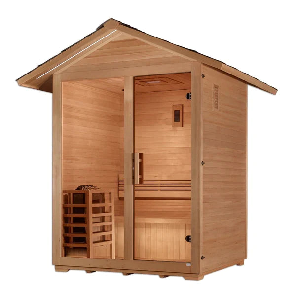 GOLDEN DESIGNS "ARLBERG" 3 PERSON TRADITIONAL OUTDOOR SAUNA - CANADIAN HEMLOCK