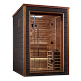 GOLDEN DESIGNS NARVIK 2 PERSON OUTDOOR-INDOOR TRADITIONAL SAUNA - CANADIAN RED CEDAR INTERIOR