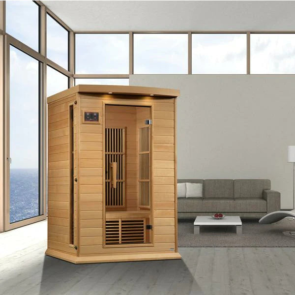 GOLDEN DESIGNS MAXXUS 2-PERSON NEAR ZERO EMF (UNDER 2MG) FAR INFRARED SAUNA