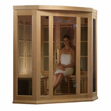 GOLDEN DESIGNS MAXXUS 3-PERSON CORNER LOW EMF (UNDER 8MG) FAR INFRARED SAUNA (CANADIAN HEMLOCK)