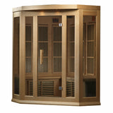 GOLDEN DESIGNS MAXXUS 3-PERSON CORNER LOW EMF (UNDER 8MG) FAR INFRARED SAUNA (CANADIAN HEMLOCK)