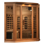 GOLDEN DESIGNS MAXXUS 3 PERSON CORNER FULL SPECTRUM INFRARED SAUNA - CANADIAN RED CEDAR