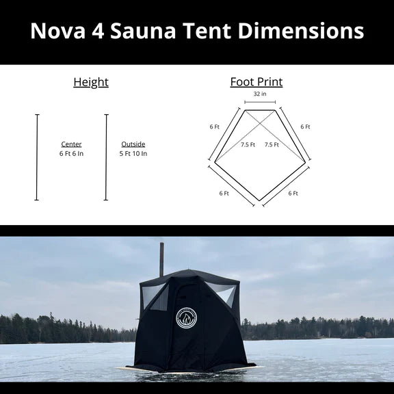 North Shore Saunas Portable Sauna Tent - Nova 4 Tent - 4 People - Starter Package
